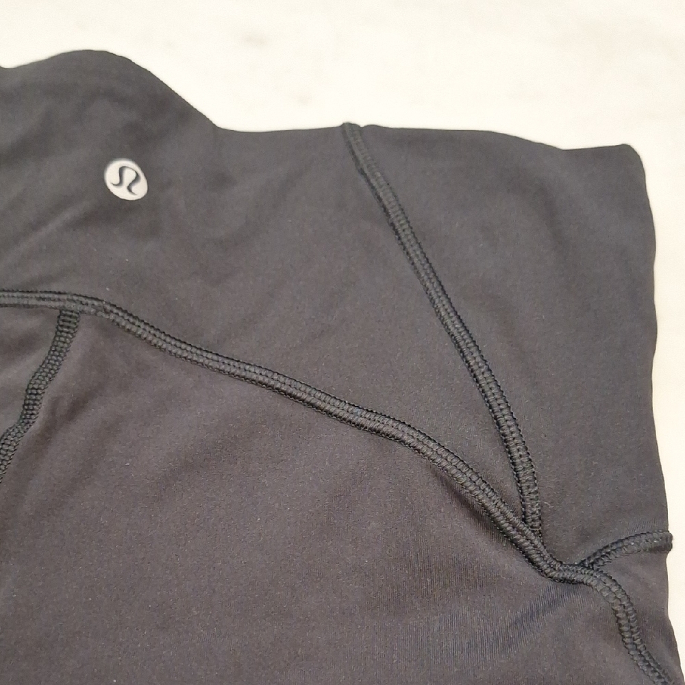 Lululemon Black Cropped Sheer Side Leg Panel Midrise Leggings Sz‎ 8 Yoga Walking